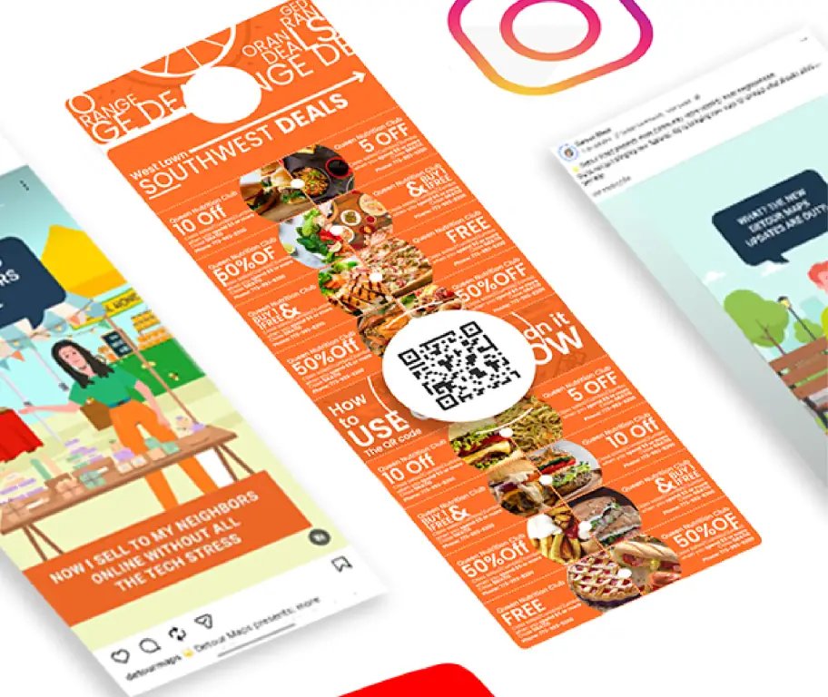 Shopping cart with packages on top of a mobile phone representing digital sales on DM Shop.